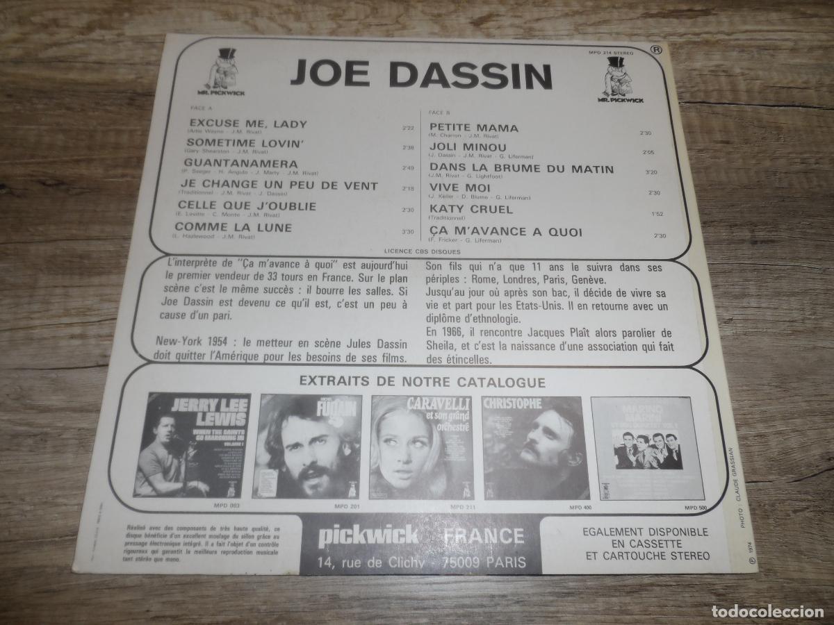 Discos de vinilo: JOE DASSIN - EXCUSE ME LADY - Foto 2
