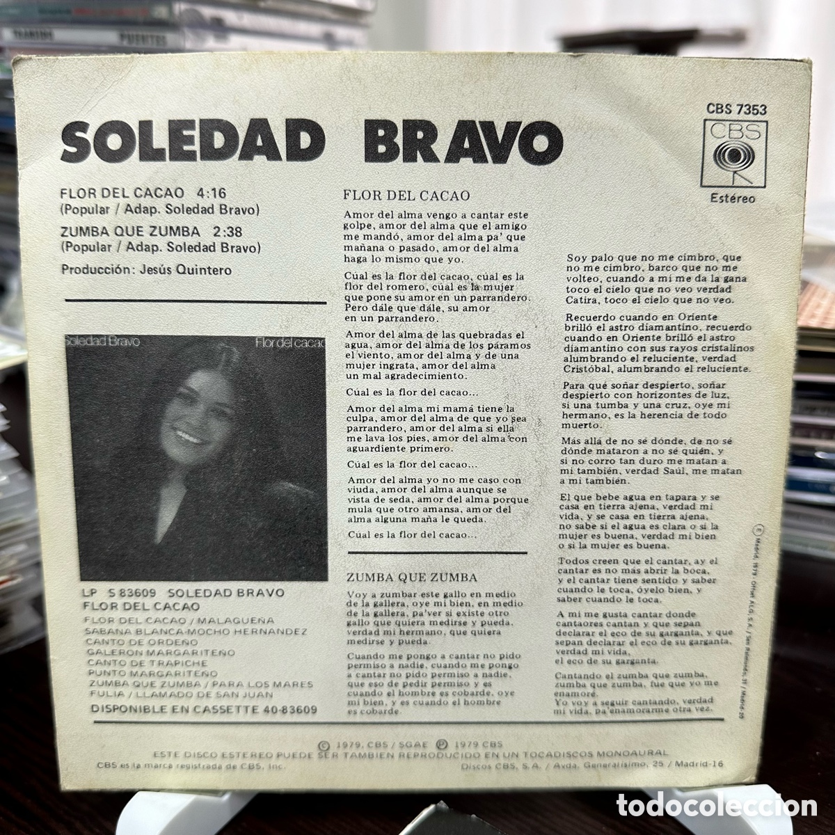 Discos de vinilo: Soledad Bravo - Flor Del Cacao (7&rdquo;, Single) - Foto 2