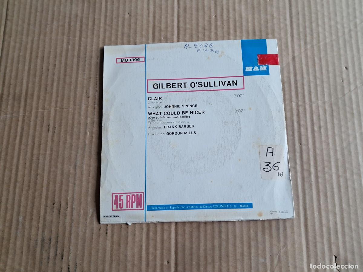 Discos de vinilo: GILBERT O&acute;SULLIVAN - CLAIR SINGLE 1972 EDICION ESPA&Ntilde;OLA - Foto 3