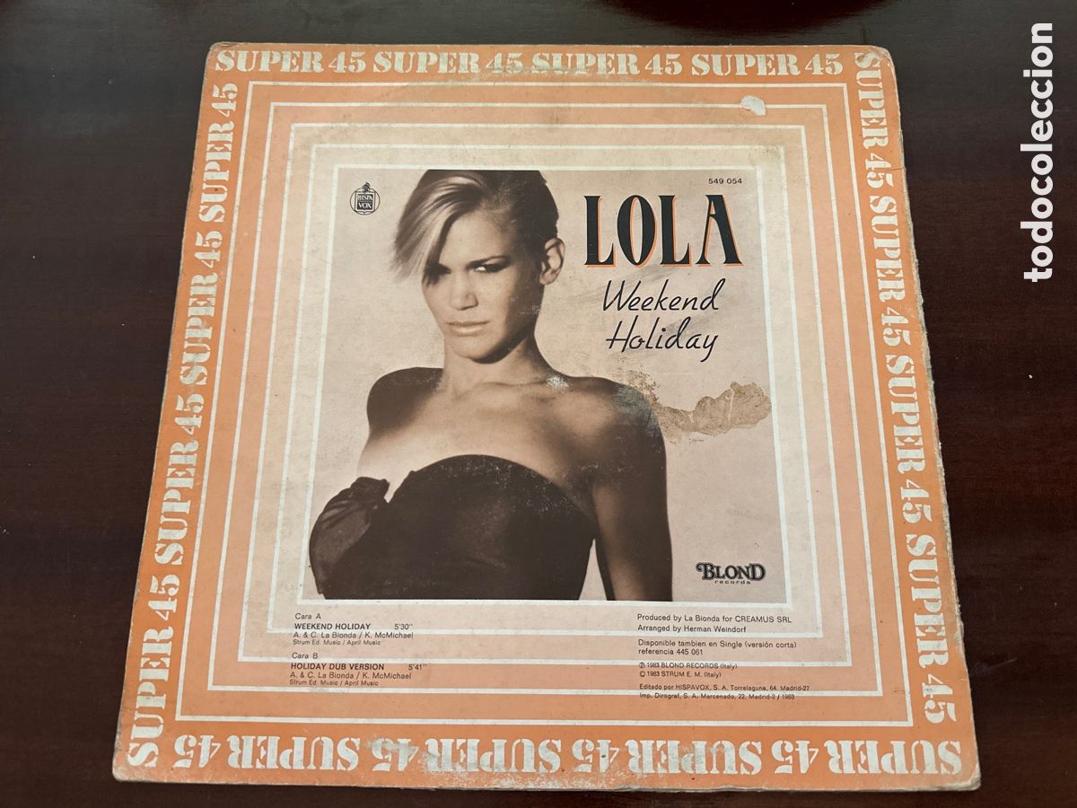 Discos de vinilo: LOLA: WEEKEND HOLIDAY 1983 SPAIN - Foto 2