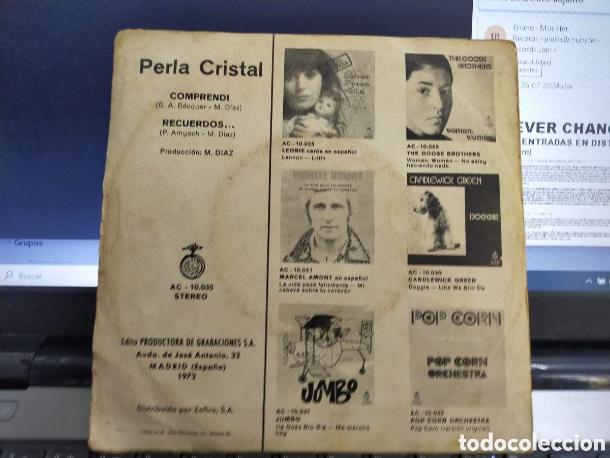 Discos de vinilo: Perla cristal single comprend&iacute; 1972 - Foto 2