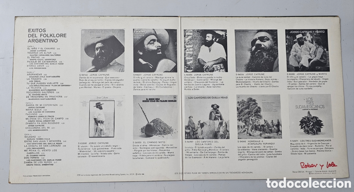 Discos de vinilo: 2 LPs V/A EXITOS DEL FOLKLORE ARGENTINO (Espa&ntilde;a - CBS - 1972) - Foto 5