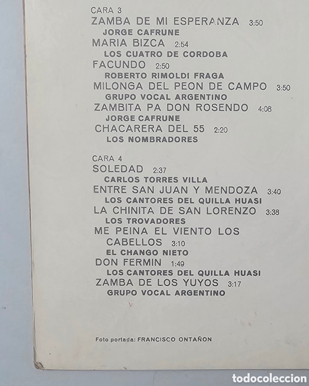 Discos de vinilo: 2 LPs V/A EXITOS DEL FOLKLORE ARGENTINO (Espa&ntilde;a - CBS - 1972) - Foto 7