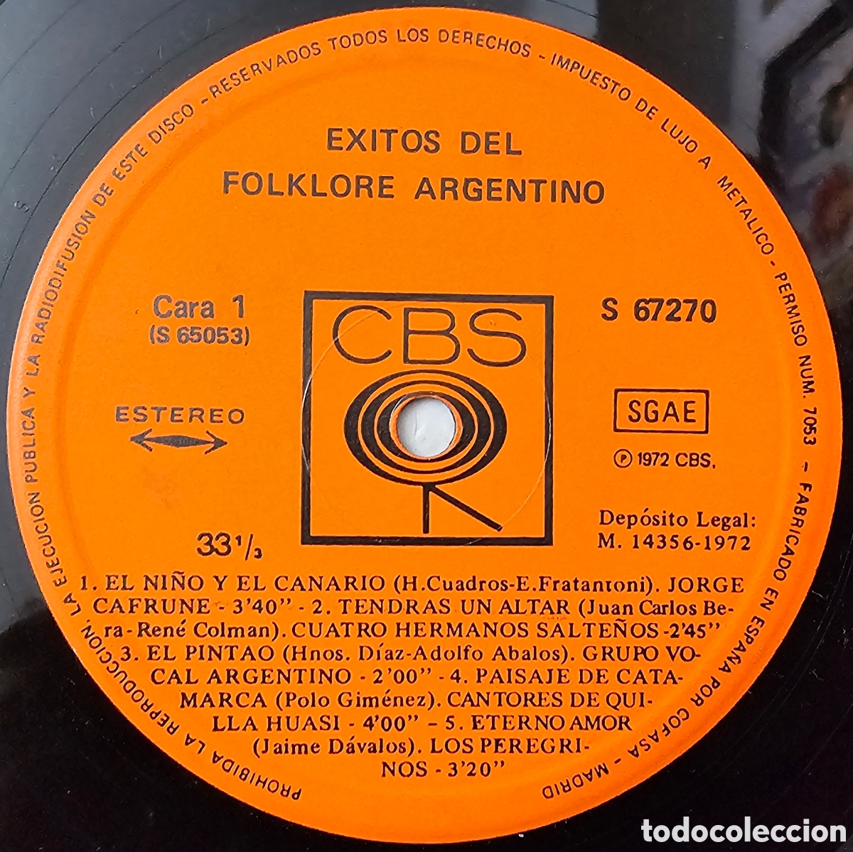 Discos de vinilo: 2 LPs V/A EXITOS DEL FOLKLORE ARGENTINO (Espa&ntilde;a - CBS - 1972) - Foto 9