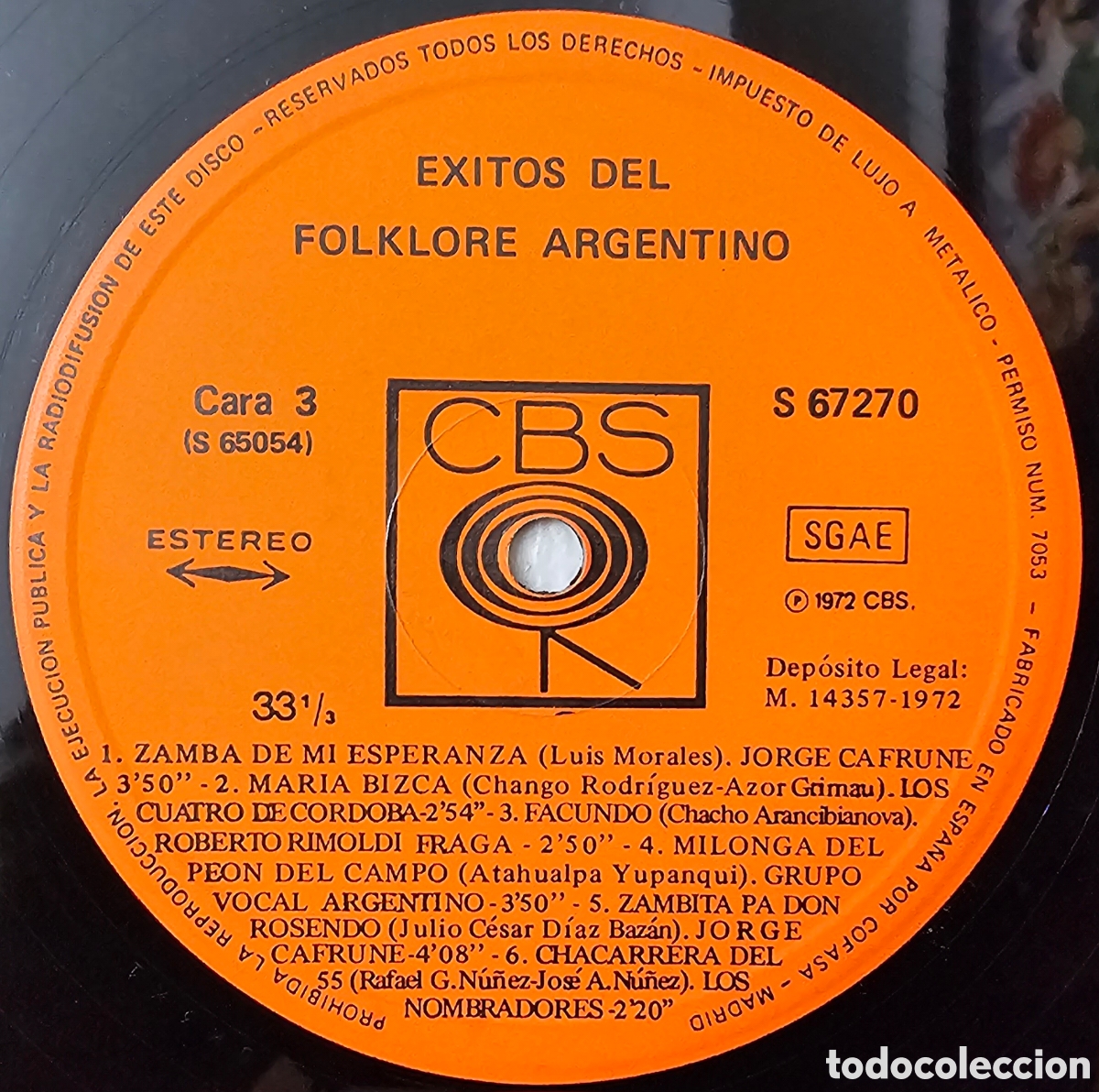 Discos de vinilo: 2 LPs V/A EXITOS DEL FOLKLORE ARGENTINO (Espa&ntilde;a - CBS - 1972) - Foto 13