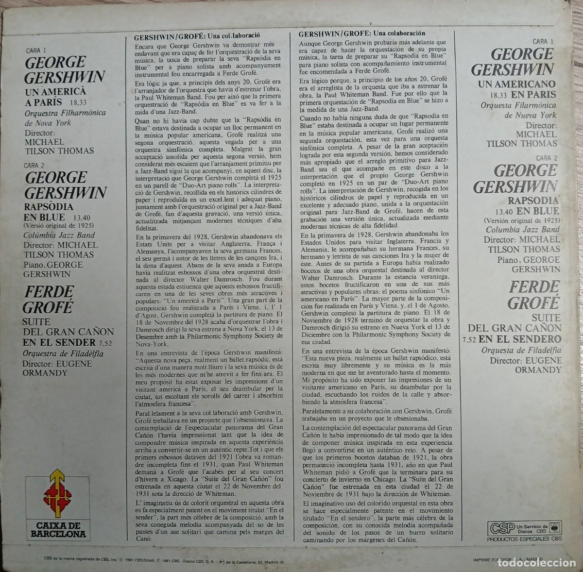 Discos de vinilo: Disco vinilo LP George Gershwin/Ferde Grofe - Foto 2