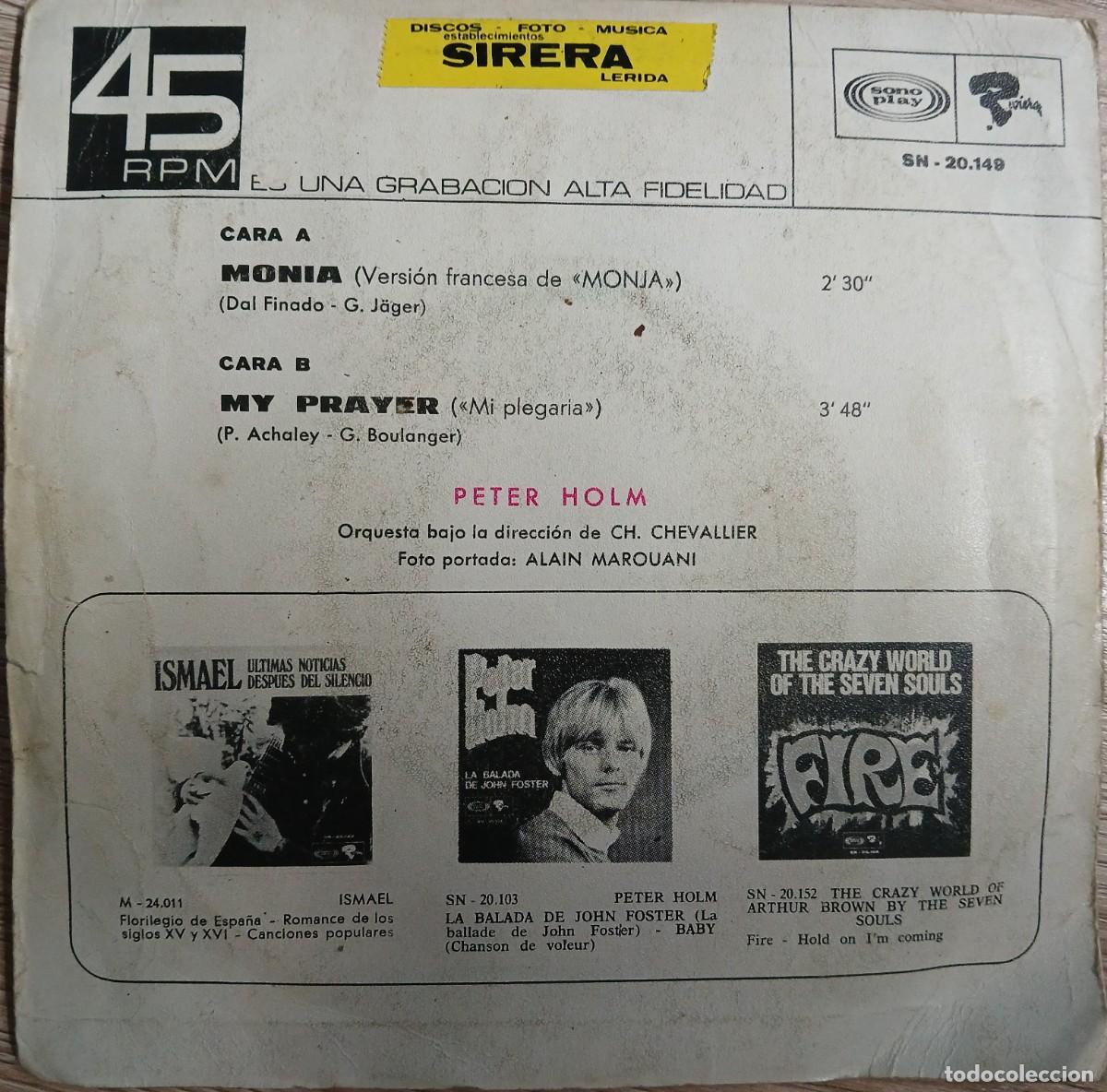 Discos de vinilo: Disco vinilo single Peter Holm (Monia my prayer) - Foto 2