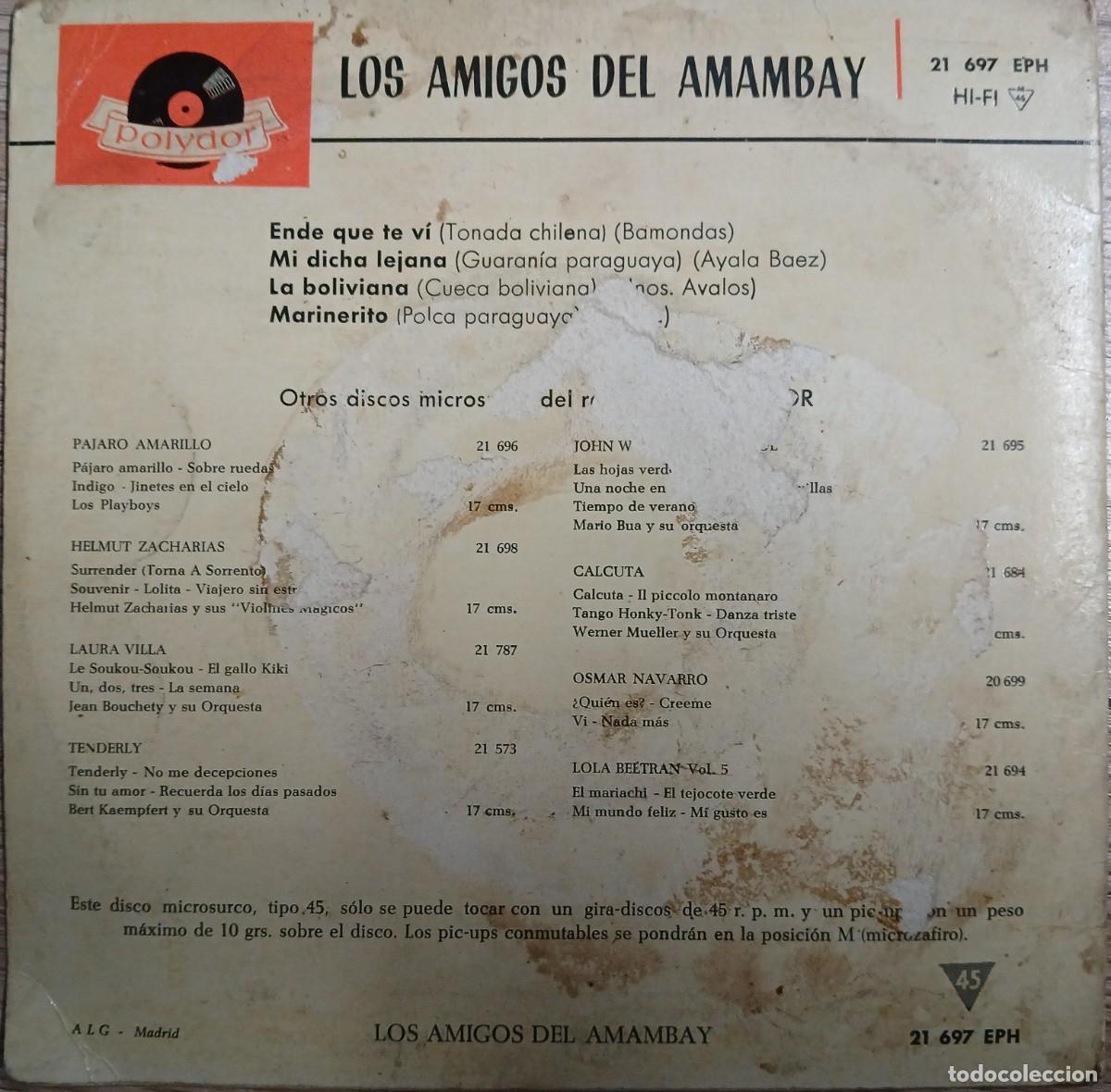 Discos de vinilo: Disco vinilo single Los amigos del Amambay - Foto 2