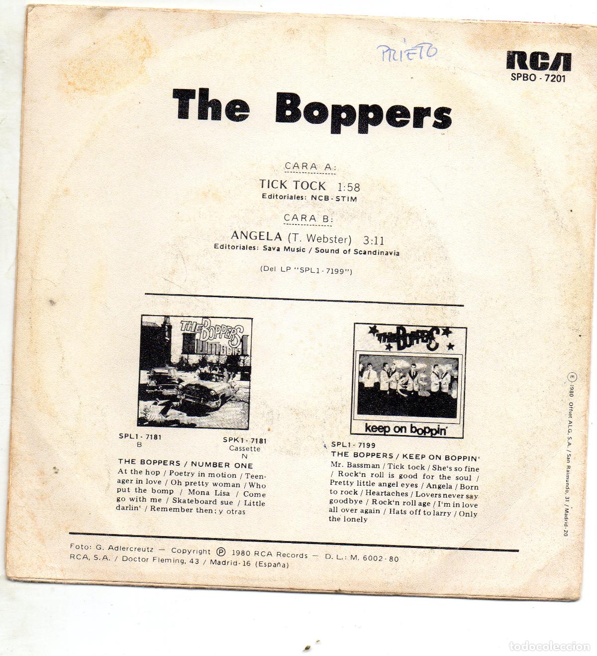 Discos de vinilo: THE BOPPERS - TICK TOCK - SINGLE - 1980 - Foto 2