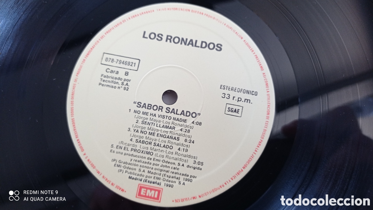 Discos de vinilo: LOS RONALDOS - Sabor Salado - LP EMI ODEON ESPA&Ntilde;A 1990 - Foto 6