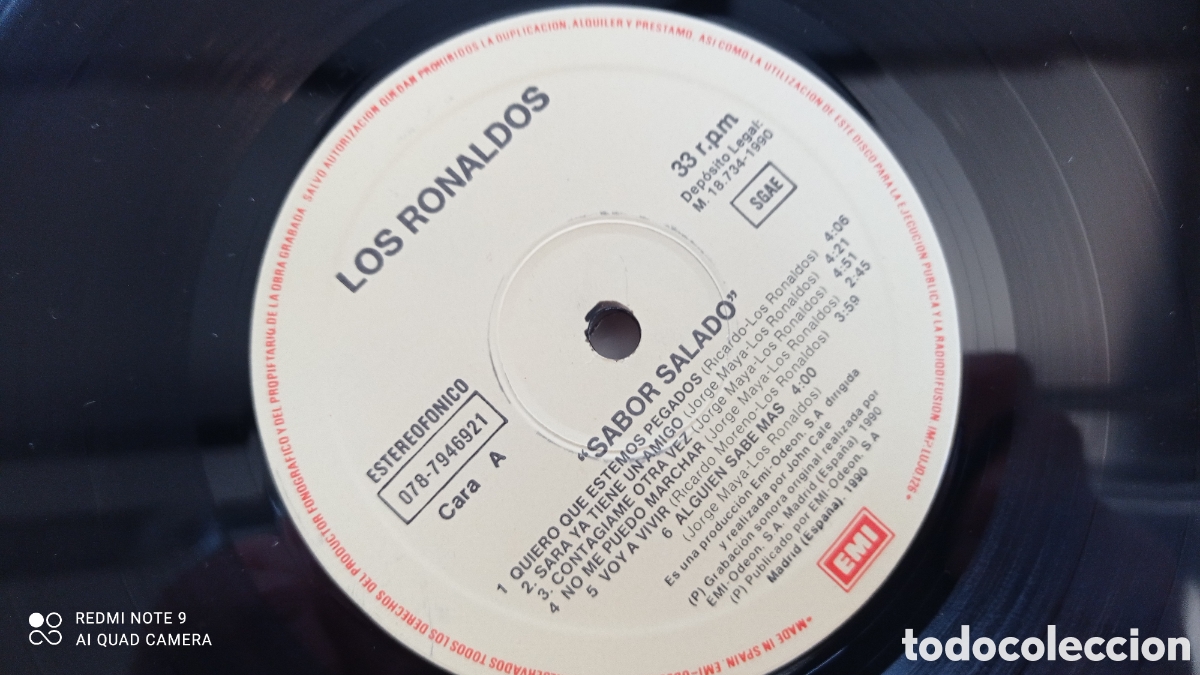 Discos de vinilo: LOS RONALDOS - Sabor Salado - LP EMI ODEON ESPA&Ntilde;A 1990 - Foto 7