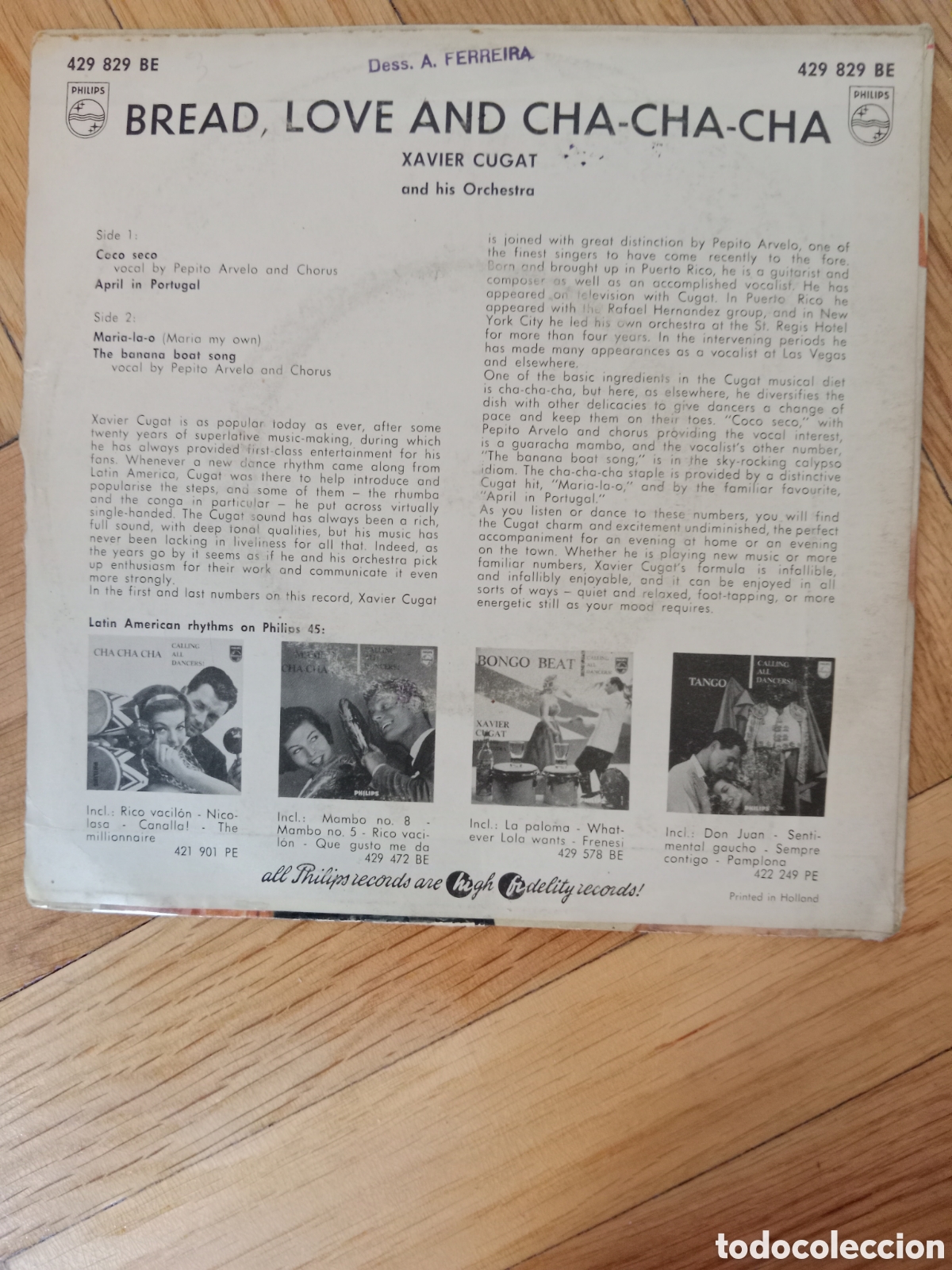 Discos de vinilo: Xavier Cugat - Bread, Love and cha cha cha - Foto 2