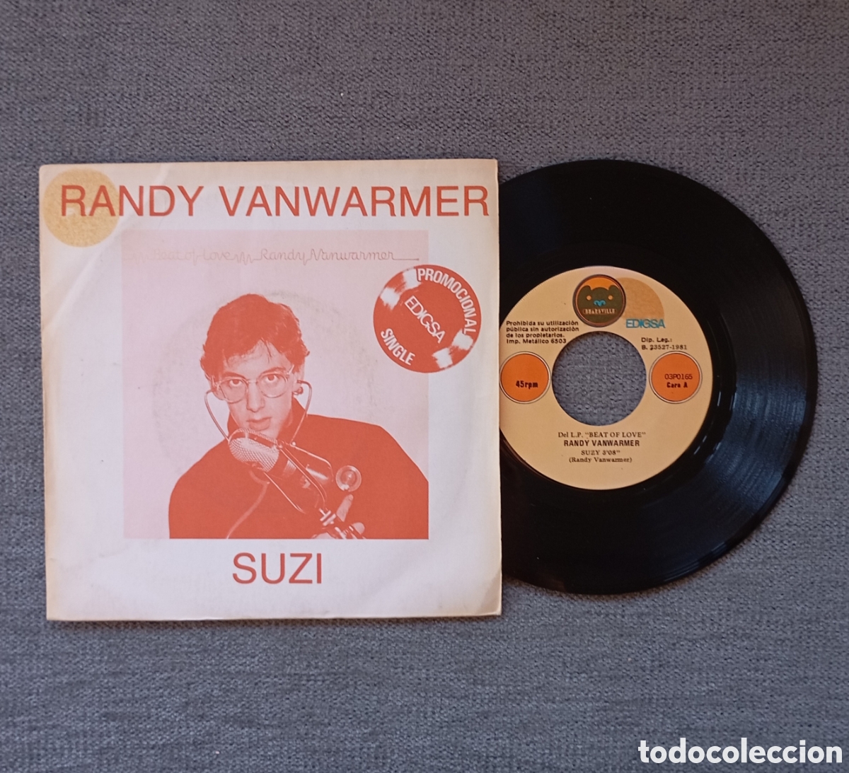 Vinyl records: Randy Vanwarmer. Suzi/ Bsbel. Single 7&rdquo;PROMO, a&ntilde;o 1981.