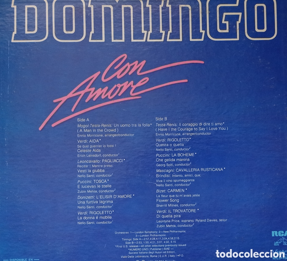 Discos de vinilo: Domingo con amore (Placido Domingo) - Foto 2