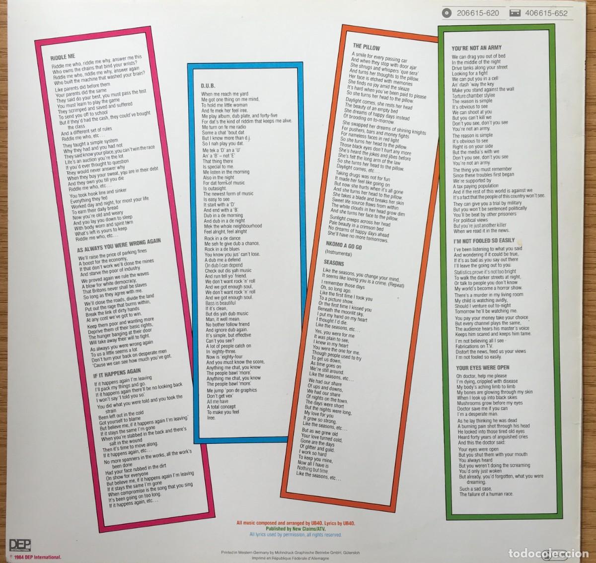 Discos de vinilo: UB40 &ndash; Geffery Morgan... - Foto 2