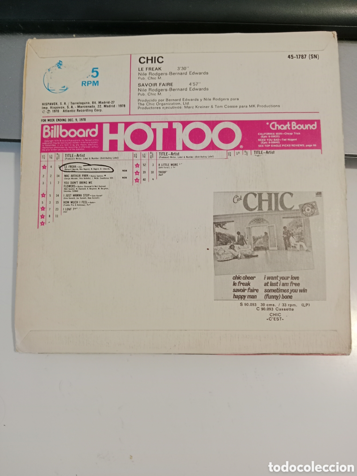 Discos de vinilo: Chic - Le freak (single) - Foto 2