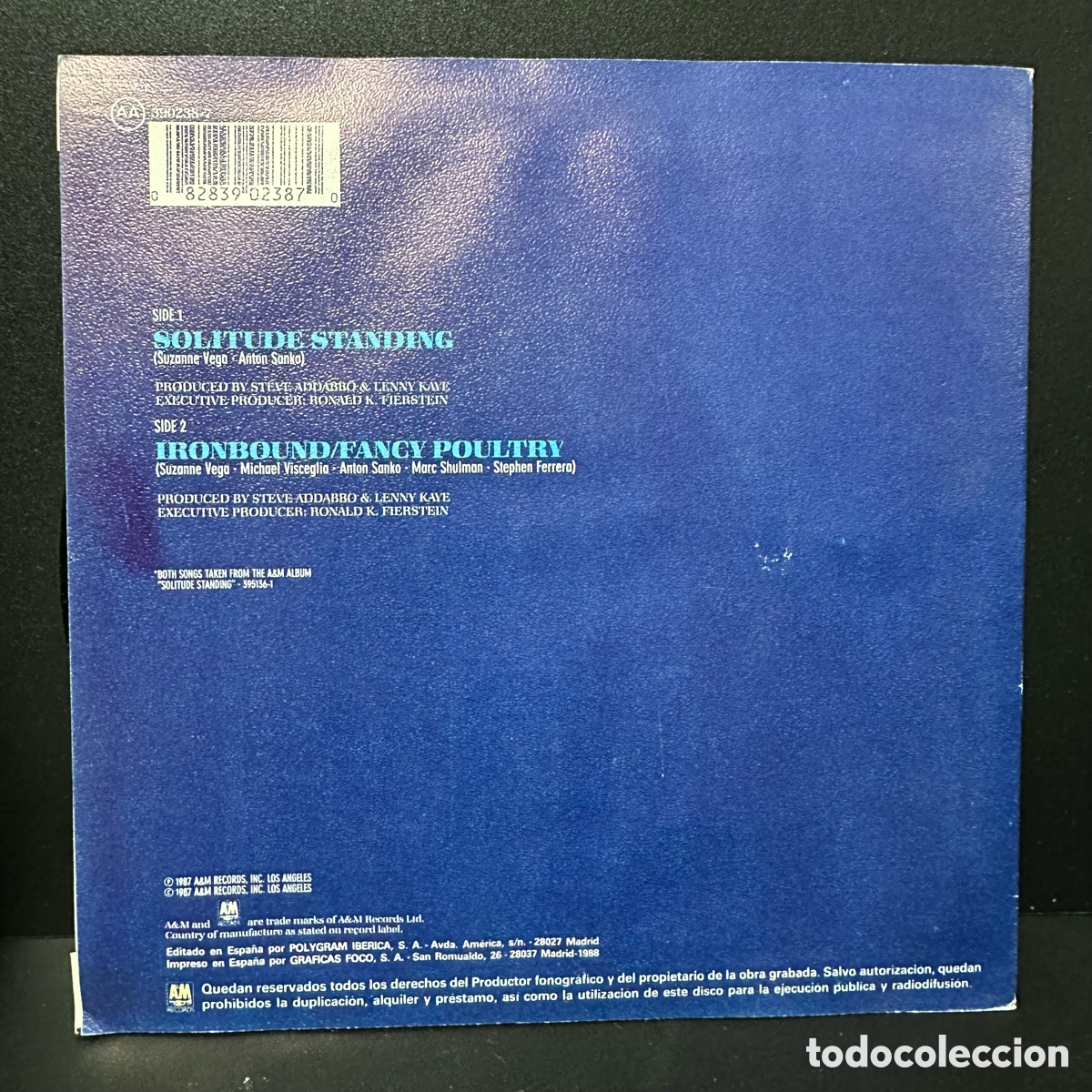 Discos de vinilo: Suzanne Vega - Solitude Standing (7&rdquo;, Single) 1988/ES - Foto 2
