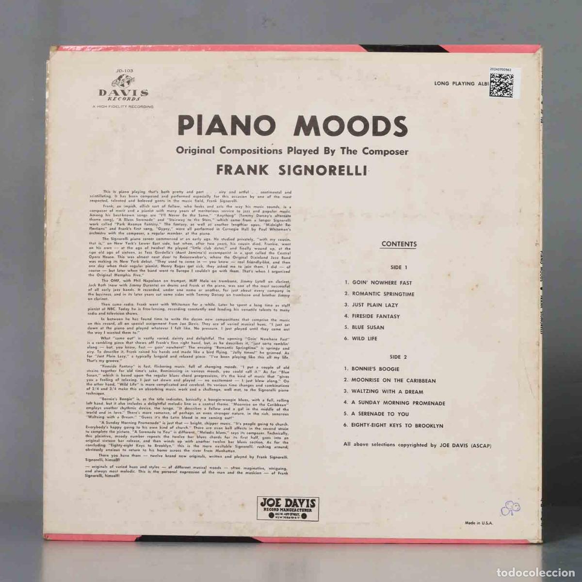 Discos de vinilo: LP. Frank Signorelli &ndash; Piano Moods - Foto 2