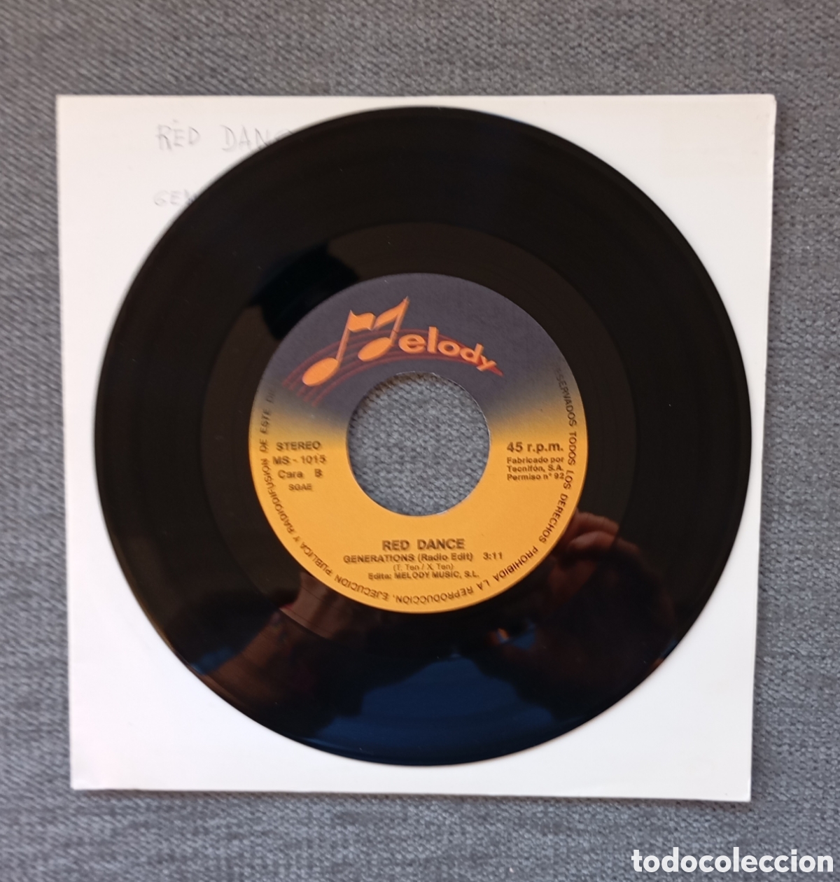 Discos de vinilo: Red Dance. Generations/ Generations. Single 7&rdquo;, a&ntilde;o 1992. - Foto 2