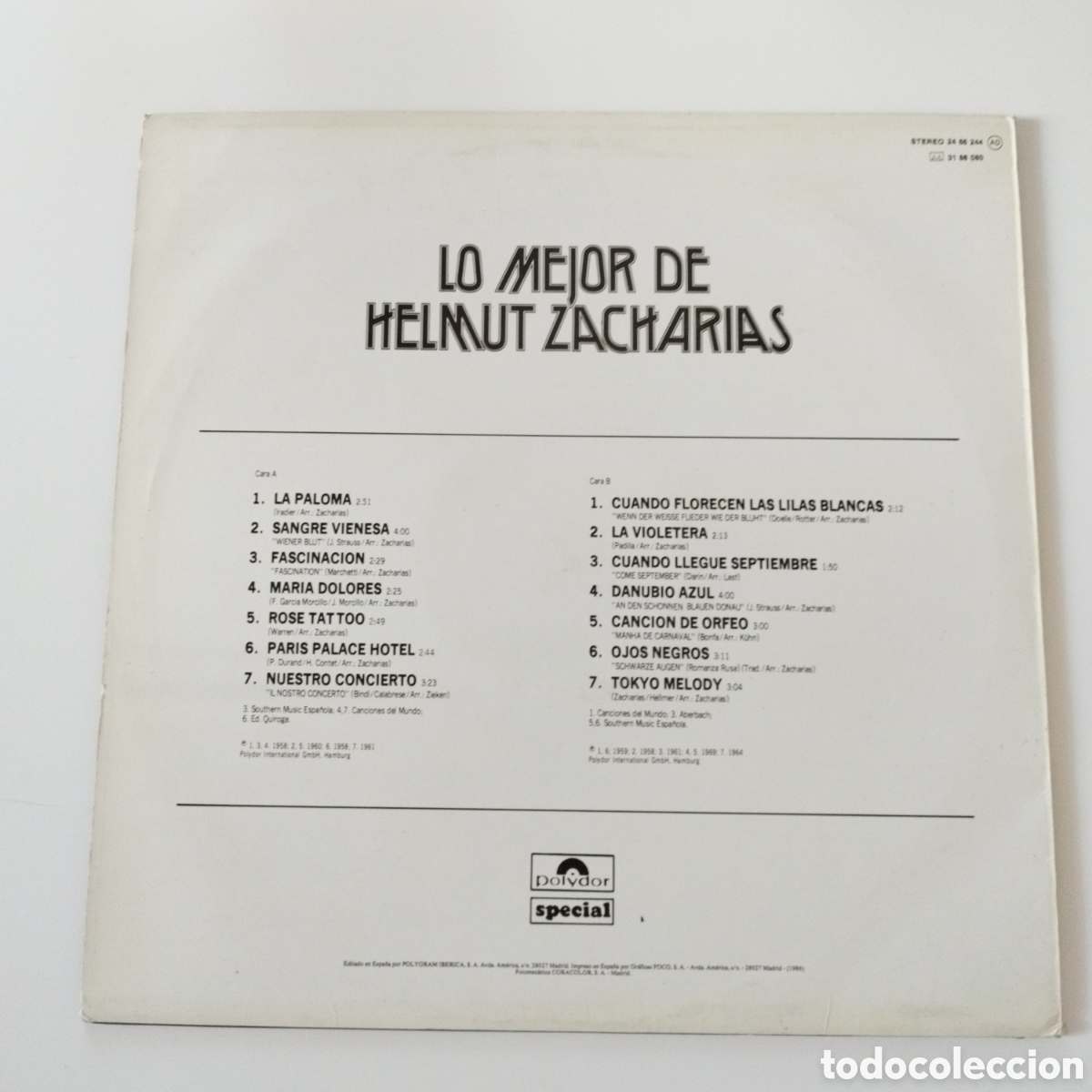 Discos de vinilo: VINILO LP / LO MEJOR DE HELMUT ZACHARIAS / 1960 / - Foto 2