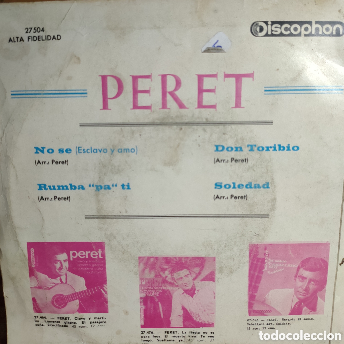 Discos de vinilo: Peret &ndash; No Se . 1966 original Spain disco 7&rdquo; vinilo - Foto 2