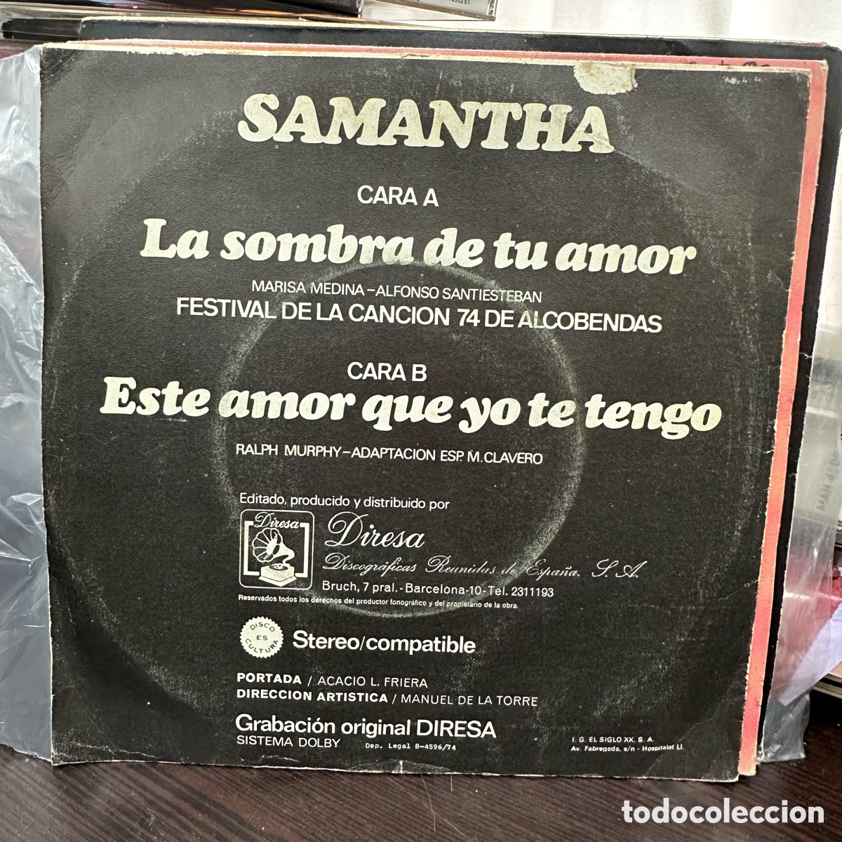 Discos de vinilo: Samantha - La Sombra De Tu Amor (7&rdquo;, Single) - Foto 2