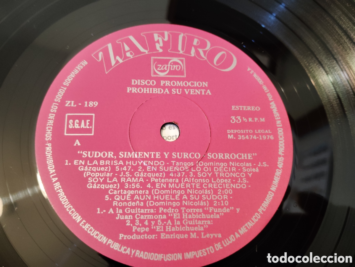 Discos de vinilo: SORROCHE - SUDOR , SIMIENTE Y SURCO ( 1976 ) - Foto 6