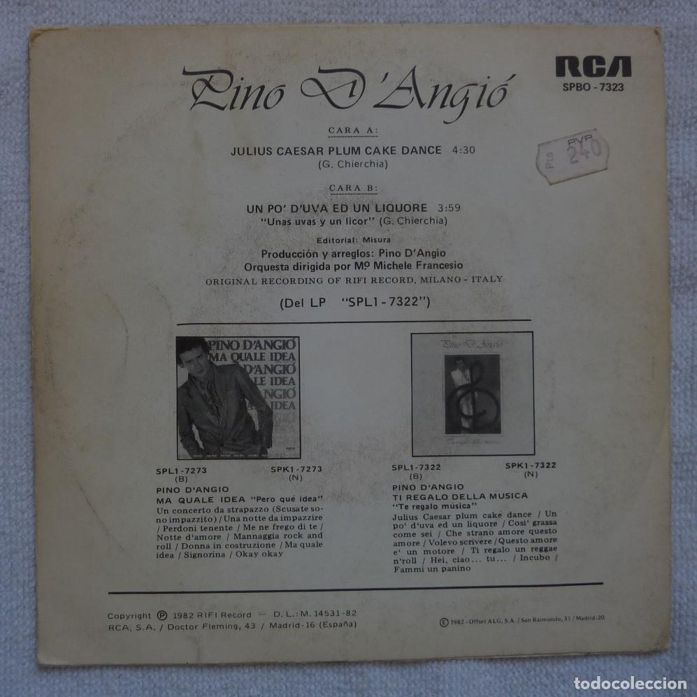Discos de vinilo: PINO DANGIO // JULIUS CAESAR PLUM CAKE DANCE // 1982 // SINGLE - Foto 2