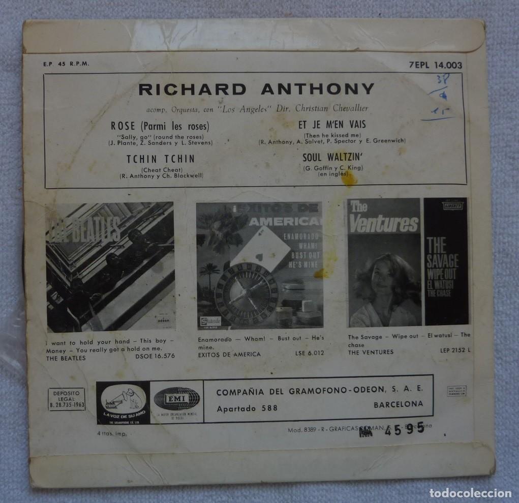 Discos de vinilo: RICHARD ANTHONY // ROSE+3 // 1963 // EP - Foto 2