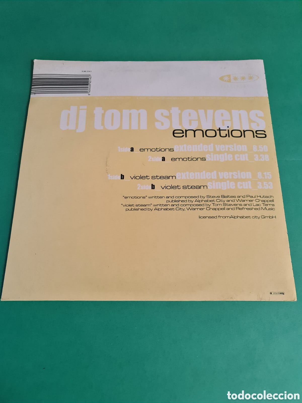 Discos de vinilo: Vinilo DJ. TOM STEVENS. EMOTIONS. - Foto 4