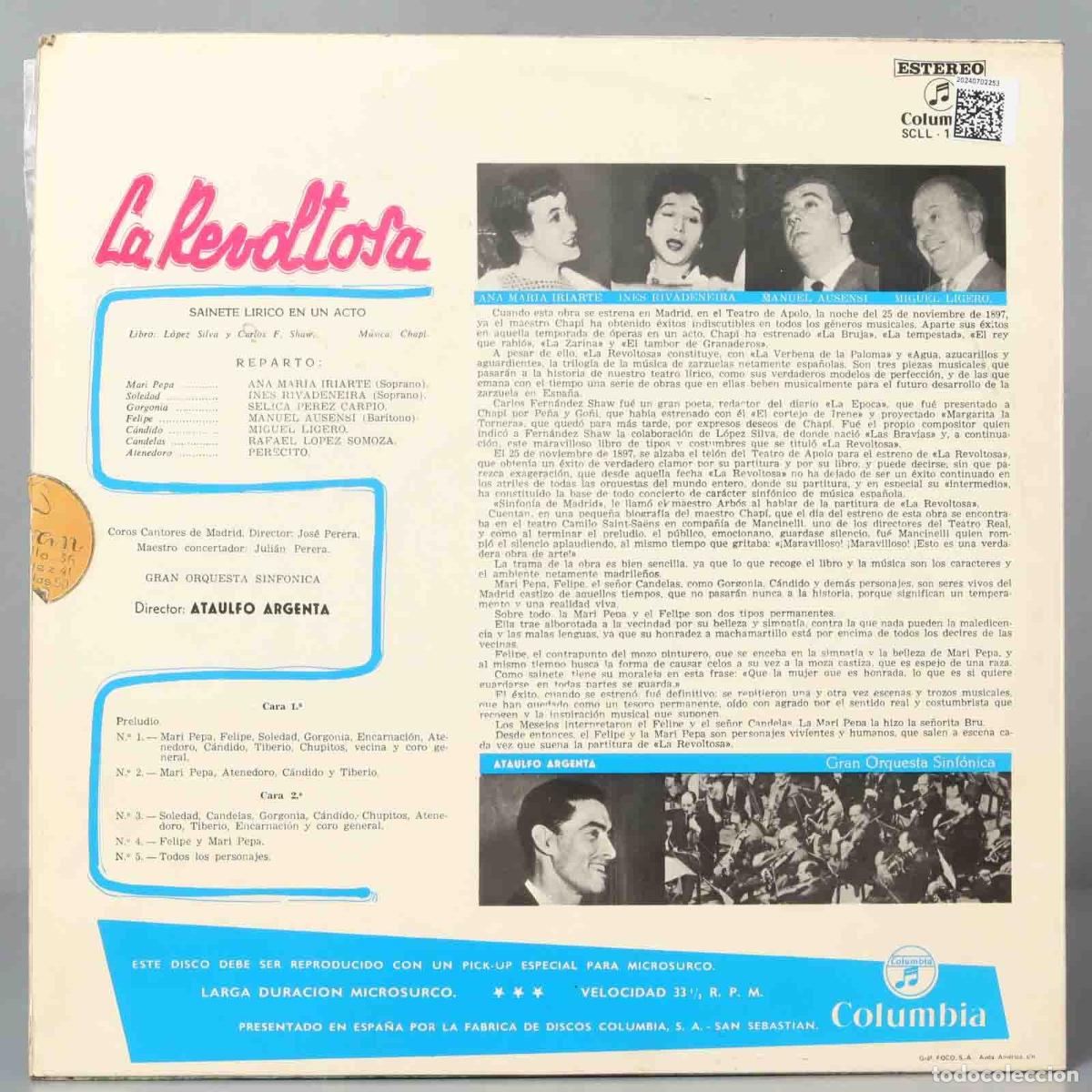 Discos de vinilo: LP. LA REVOLTOSA. ARGENTA - Foto 2