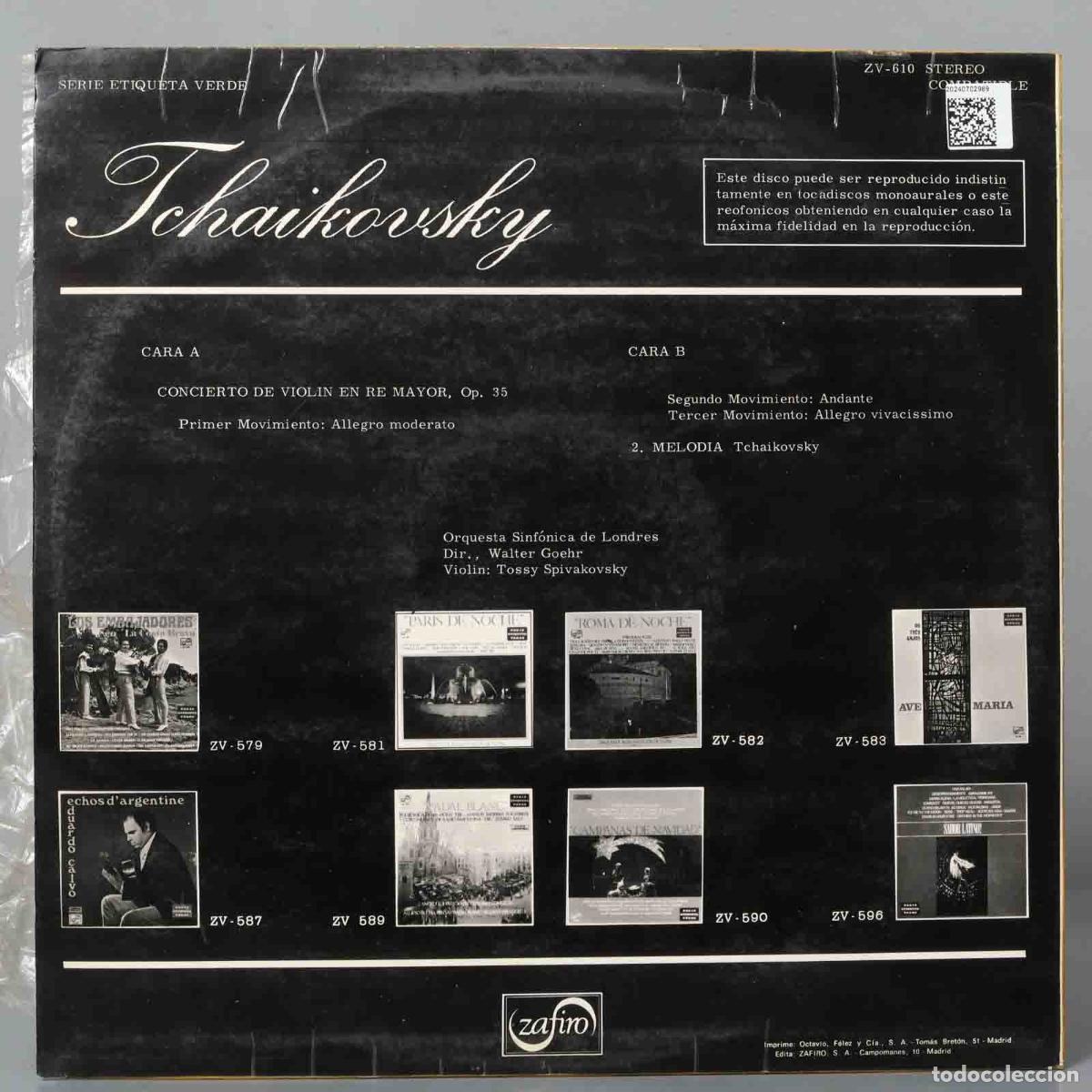 Discos de vinilo: LP. Tchaikovsky. OP 35. SPIVAKOVSKY - Foto 2