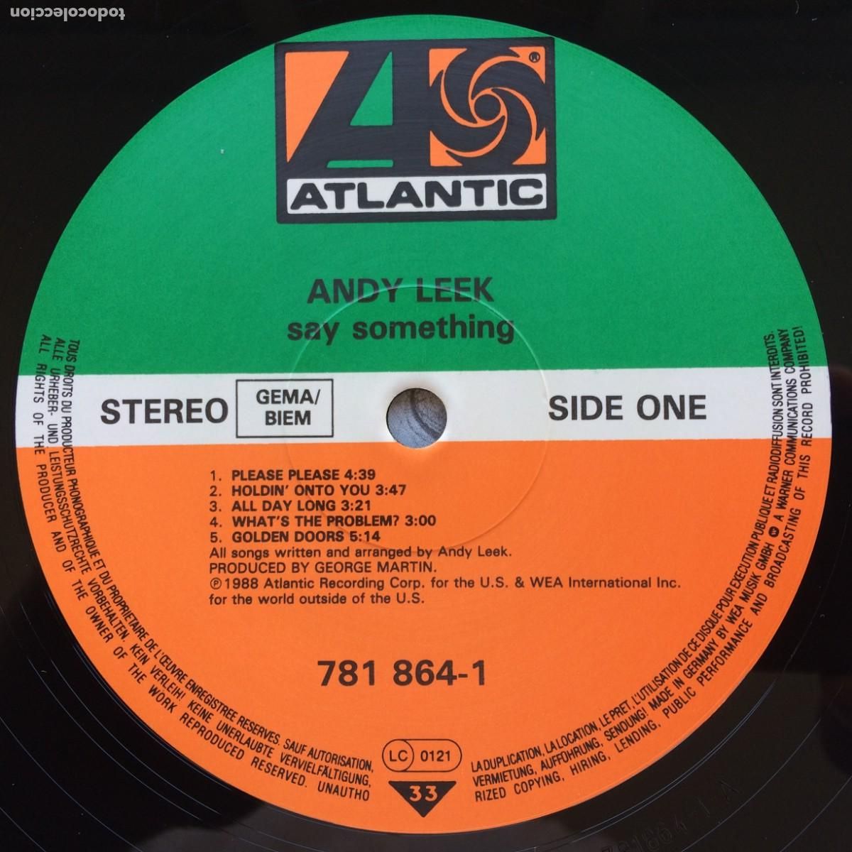 Discos de vinilo: Andy Leek &ndash; Say Something Germany 1988 Atlantic - Foto 5