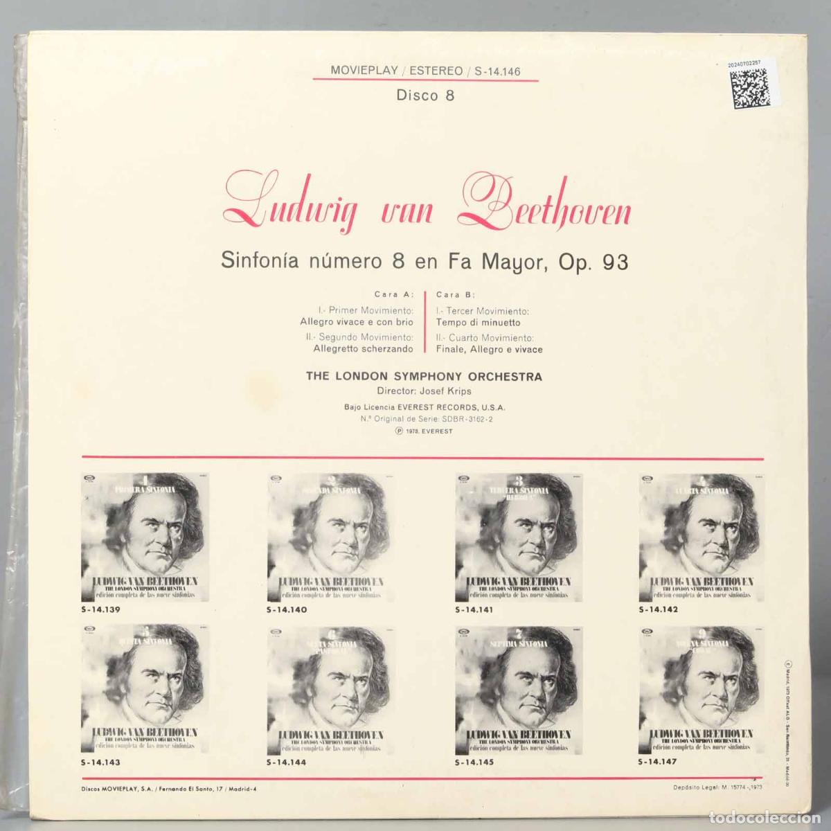 Discos de vinilo: LP. 9 SINFONIA. BEETHOVEN. KRIPS - Foto 2