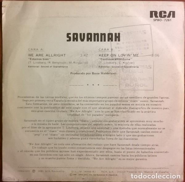 Discos de vinilo: Savannah &lrm;&ndash; We Are All Right = Estamos Bien - Foto 2