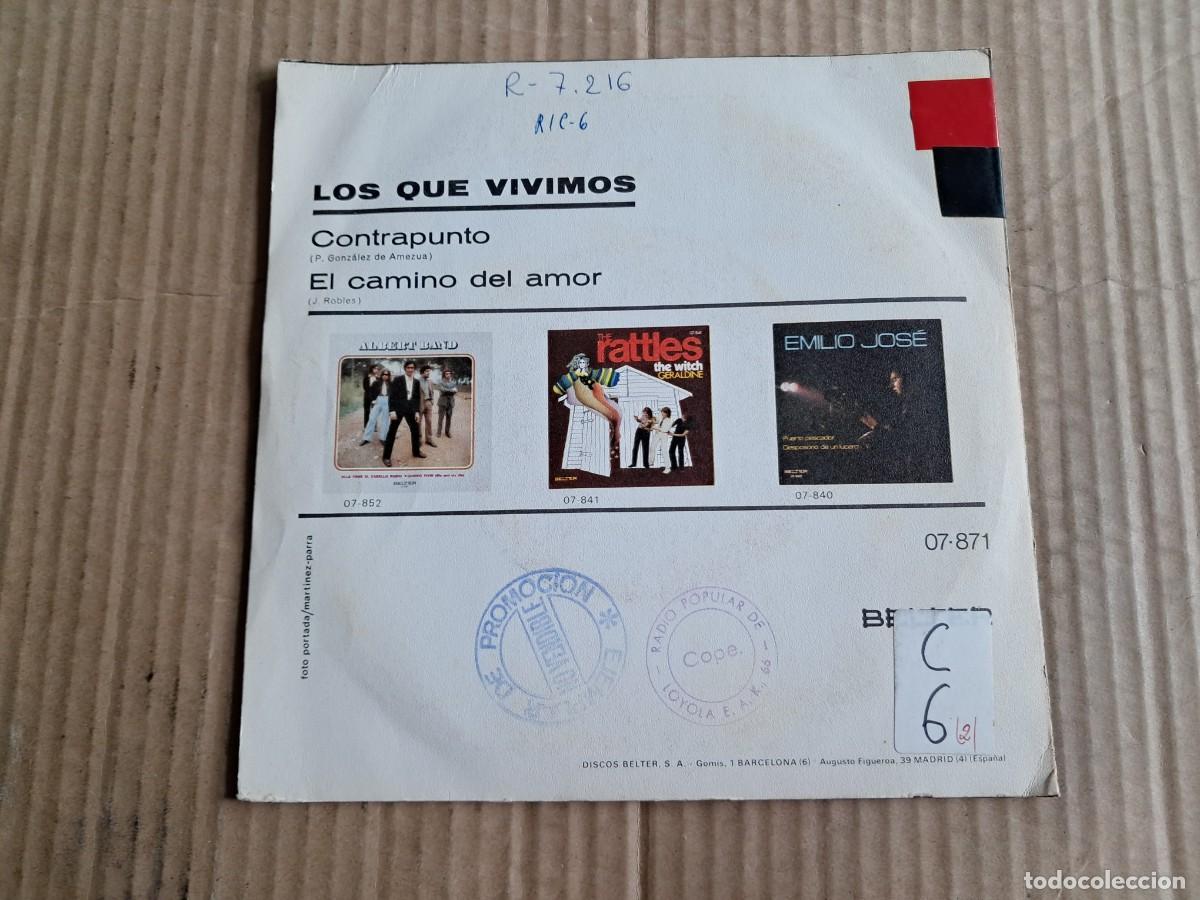 Discos de vinilo: LOS QUE VIVIMOS - CONTRAPUNTO SINGLE 1971 - Foto 3