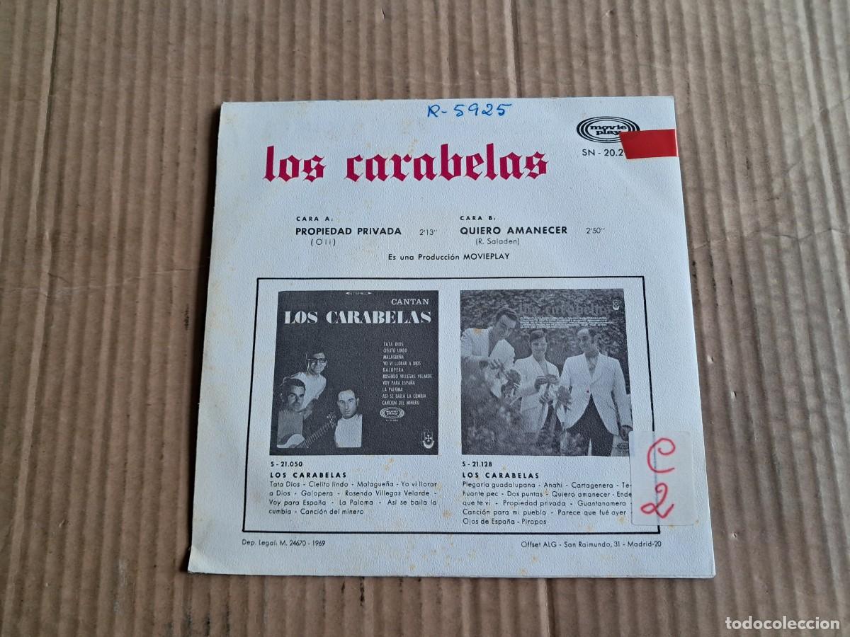 Discos de vinilo: LOS CARABELAS - PROPIEDAD PRIVADA SINGLE 1969 - Foto 3