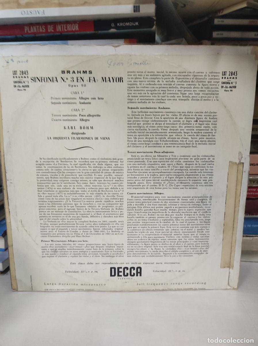 Discos de vinilo: BRAHMS SINFONIA N3 EN FA MAYOR DECCA - Foto 2