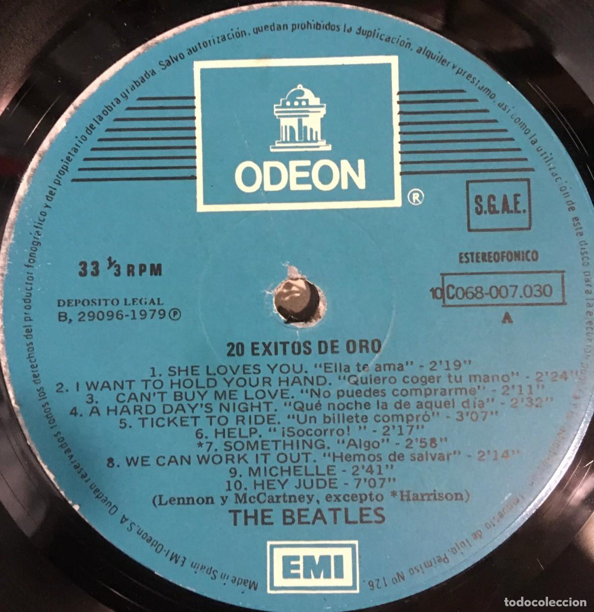 Discos de vinilo: THE BEATLES - 20 EXITOS DE ORO, LP edic Spain 1979 - Foto 2