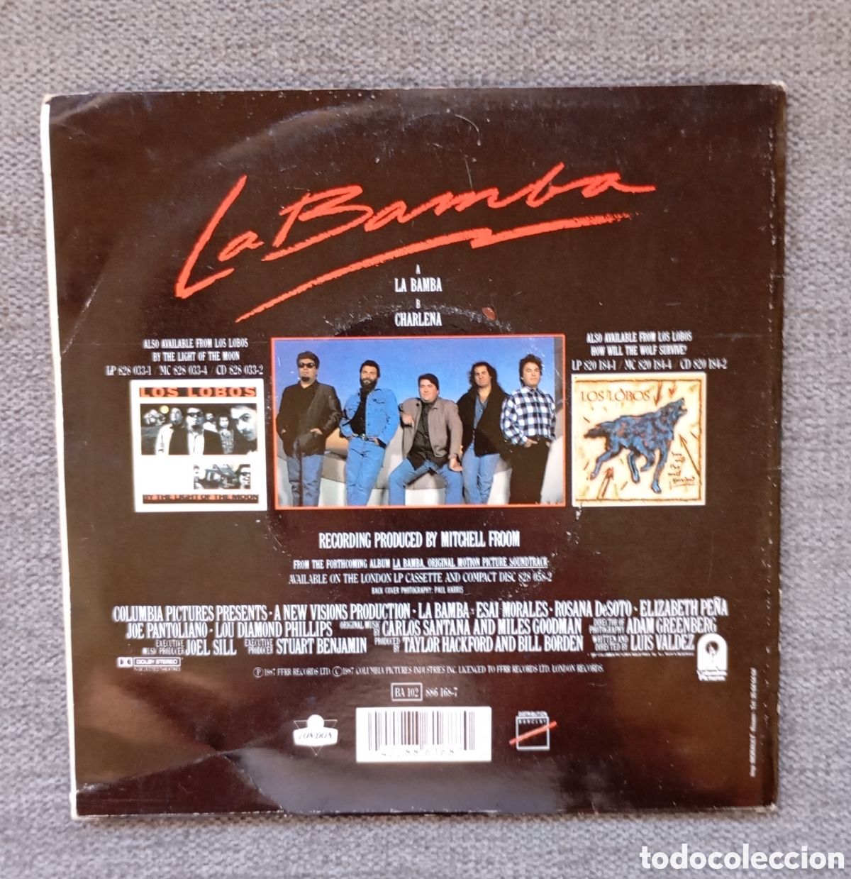 Discos de vinilo: Los Lobos. La Bamba/ Charlena. Single 7&rdquo;, a&ntilde;o 1987. - Foto 2