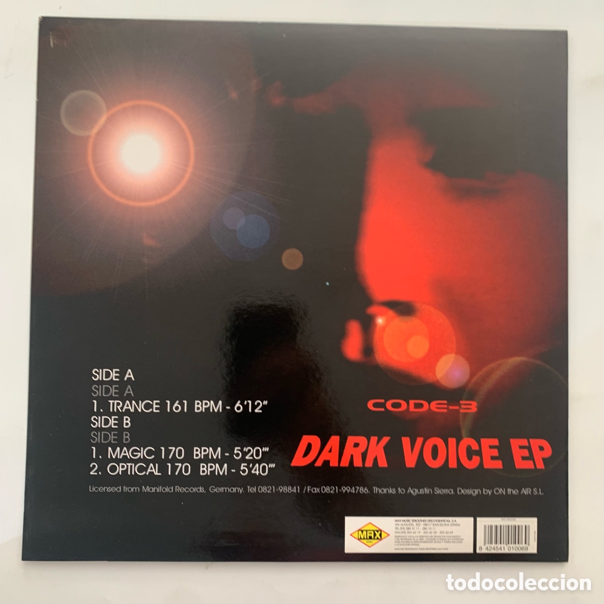 Discos de vinilo: Maxi 12&rsquo;&rsquo; Code-3 &lrm;&ndash; Dark Voice EP edicion espa&ntilde;ola de 1994 - Foto 2