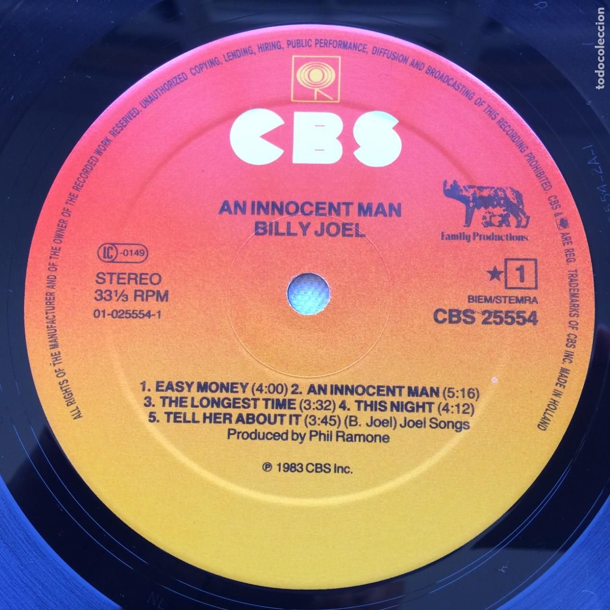 Discos de vinilo: Billy Joel &lrm;&ndash; An Innocent Man Holanda 1983 CBS - Foto 4