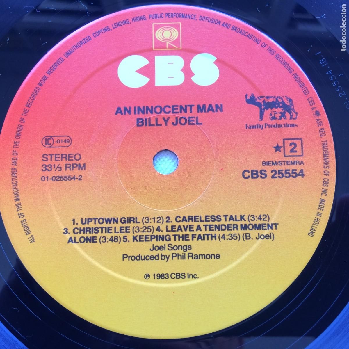 Discos de vinilo: Billy Joel &lrm;&ndash; An Innocent Man Holanda 1983 CBS - Foto 5