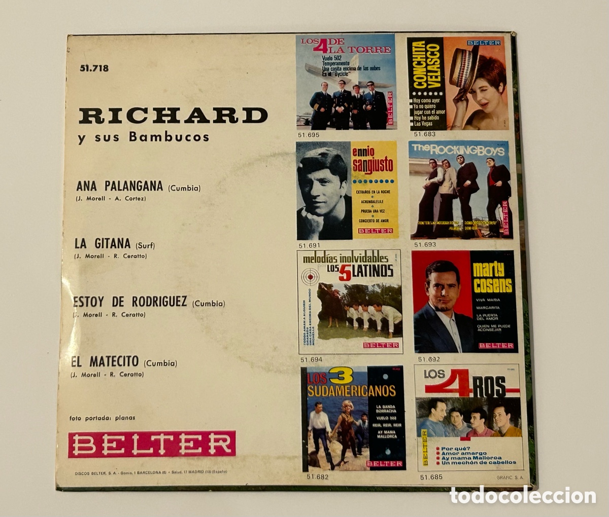 Discos de vinilo: RICHARD Y SUS BAMBUCOS. GITANA + 3. 1966. EP - Foto 2