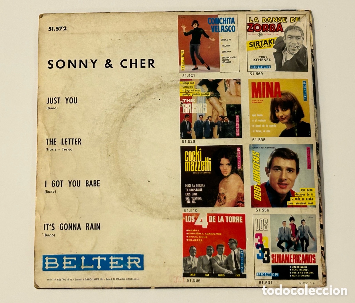 Discos de vinilo: SONNY & CHER. JUST YOU + 3. 1965 - Foto 2