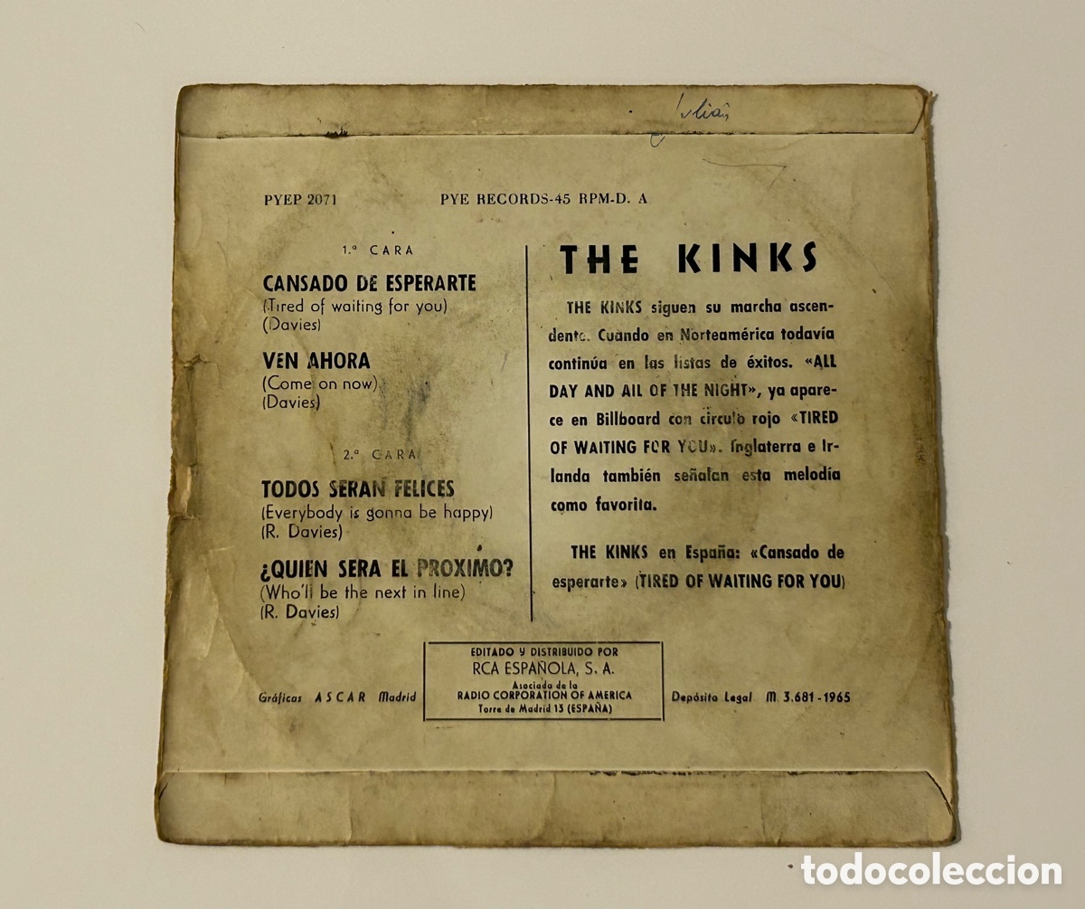 Discos de vinilo: THE KINKS. CANSADO DE ESPERARTE + 3. EP. 1965 - Foto 2