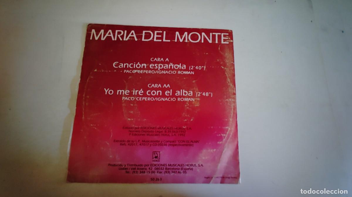 Discos de vinilo: MARIA DEL MONTE-SINGLE CANCION ESPA&Ntilde;OLA - Foto 2