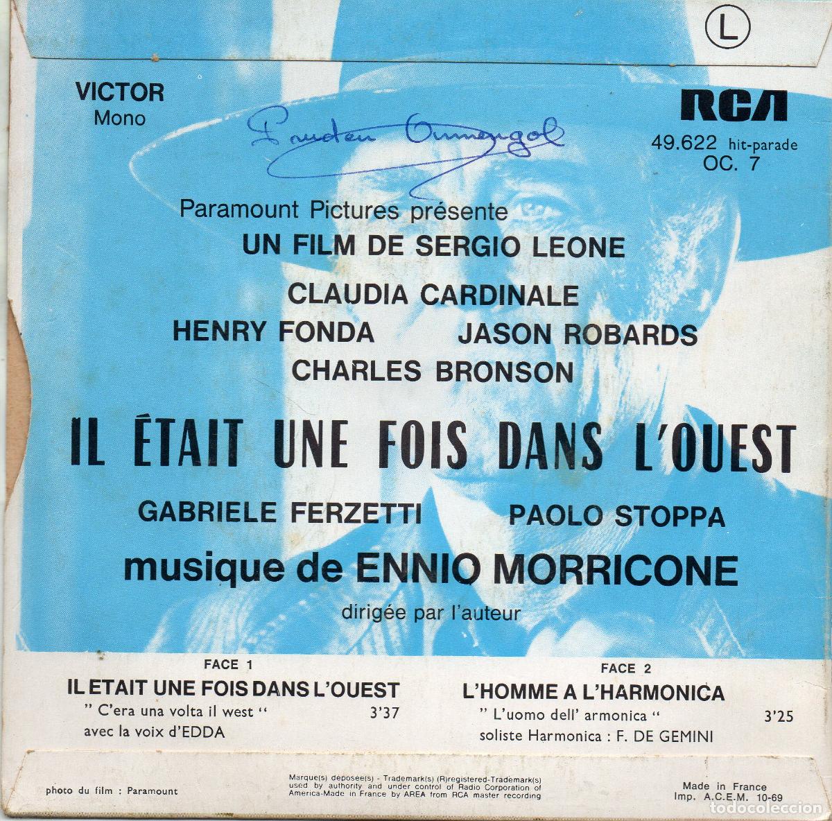 Discos de vinilo: ENNIO MORRICONE - EL HOMBRE DE LA ARMONICA - SINGLE - Foto 2