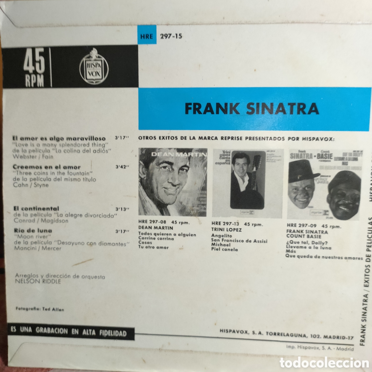 Discos de vinilo: Frank Sinatra &ndash; Exitos De Peliculas! . 1964 original Spain disco 7&rdquo; vinilo - Foto 2