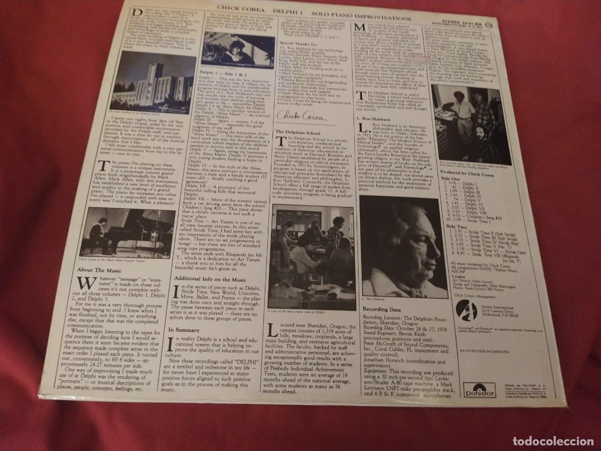 Discos de vinilo: Chick Corea Delphi 1 solo piano improvisations 1980 lp Spain - Foto 2